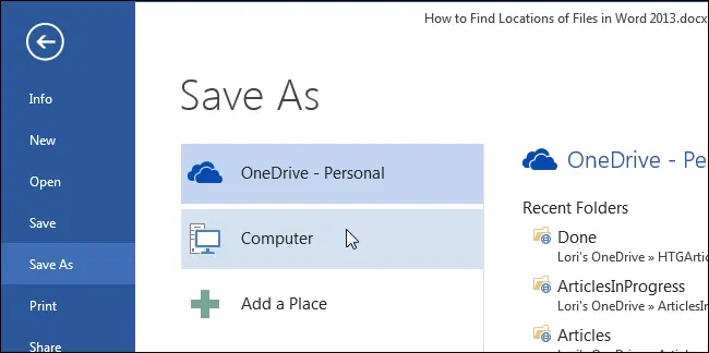 How to determine file locations in Word