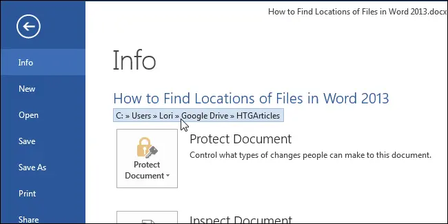 How to determine file locations in Word