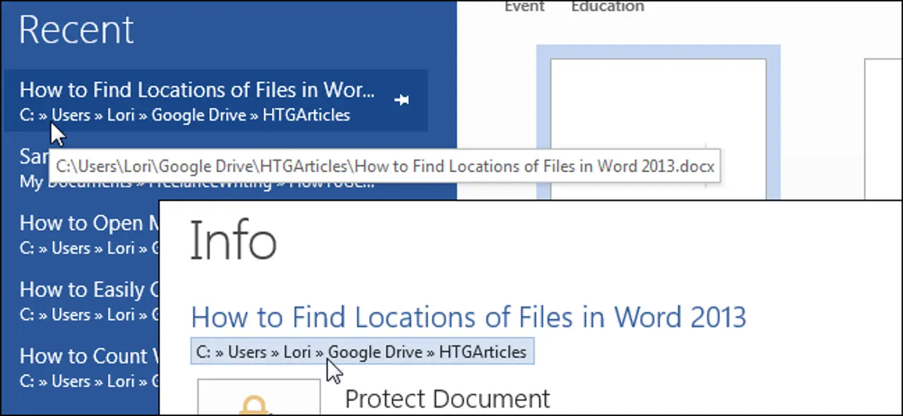 How to determine file locations in Word