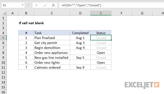 How to determine if a cell is empty or contains data