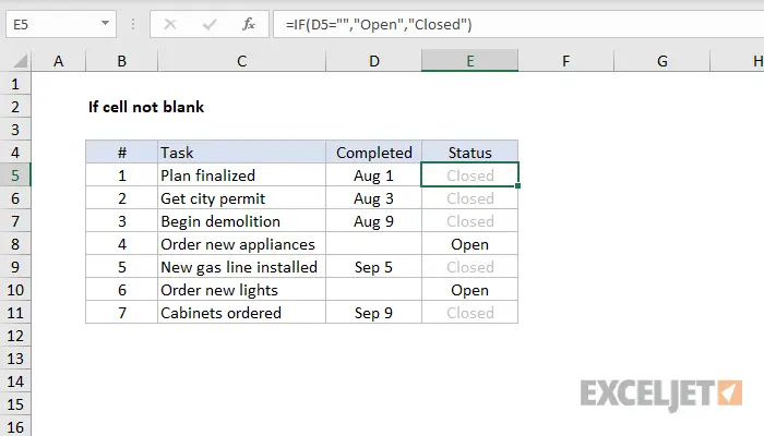 How to determine if a cell is empty or contains data