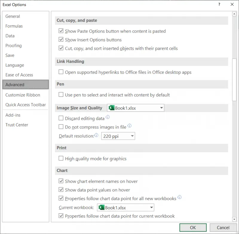 How to disable the Paste Options floating button in Excel