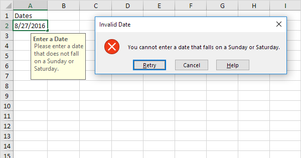 How to discard invalid dates in Excel