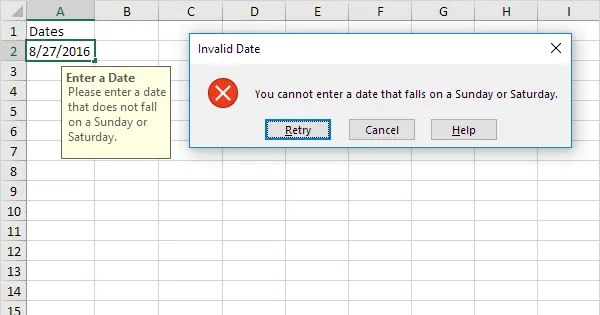 How to discard invalid dates in Excel