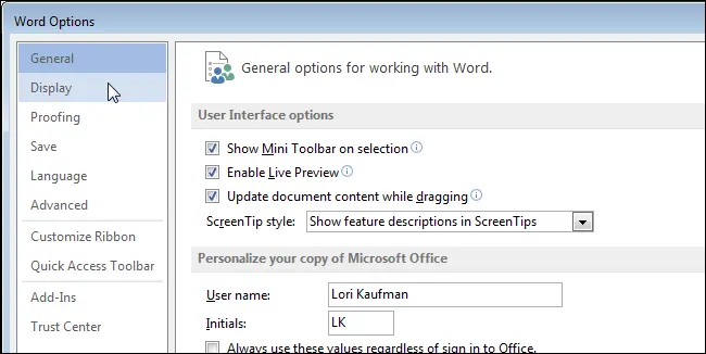 How to display non-printable characters in Word