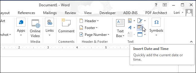 How to easily insert formatted date and time in Word 2013