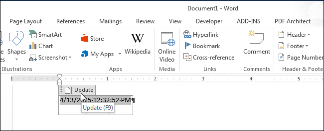 How to easily insert formatted date and time in Word 2013