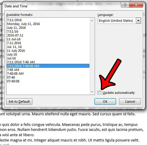 How to easily insert formatted date and time in Word 2013