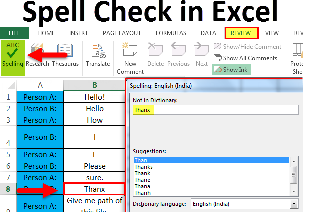 Excel တွင် စာလုံးပေါင်းစစ်ဆေးခြင်းကို မည်သို့ဖွင့်မည်နည်း။