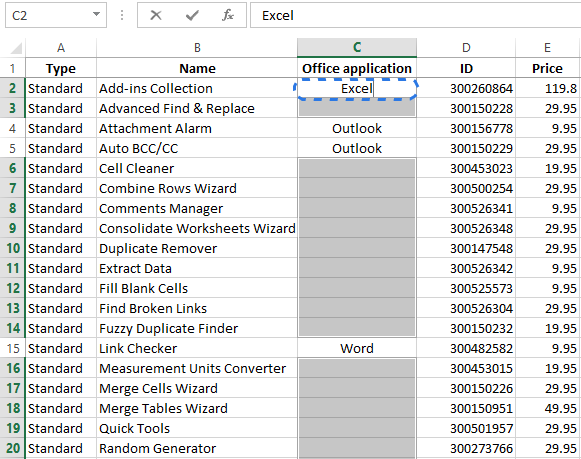 How to fill empty cells with zeros or values ​​from cells above (below) in Excel