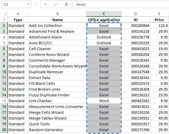 How to fill empty cells with zeros or values ​​from cells above (below) in Excel