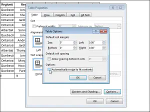 How to fix table cell size in MS Word