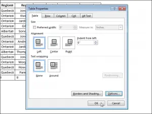 How to fix table cell size in MS Word