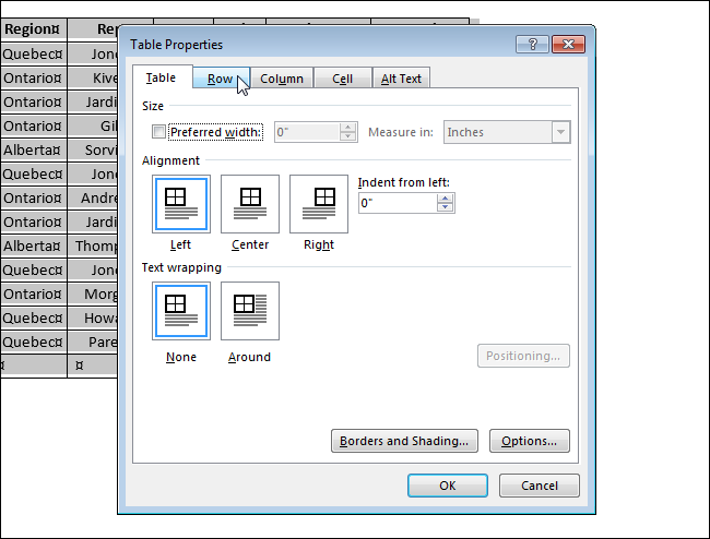 How to fix the size of cells in a table in Word