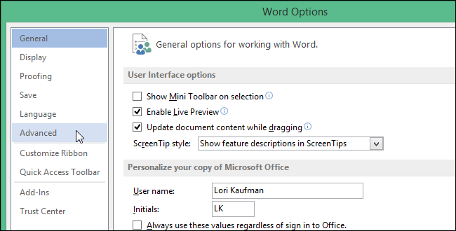 How to follow links in Word 2013 without holding down the Ctrl key