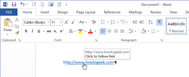 How to follow links in Word 2013 without holding down the Ctrl key