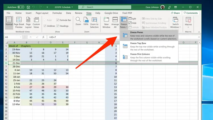 How to freeze a row in an excel spreadsheet. Pinning the top row and multiple rows, unpinning