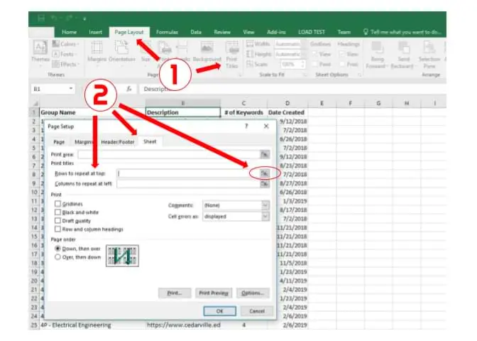 How to freeze the header of an excel table. Title at the top of the page, multi-line title, when the page is printed