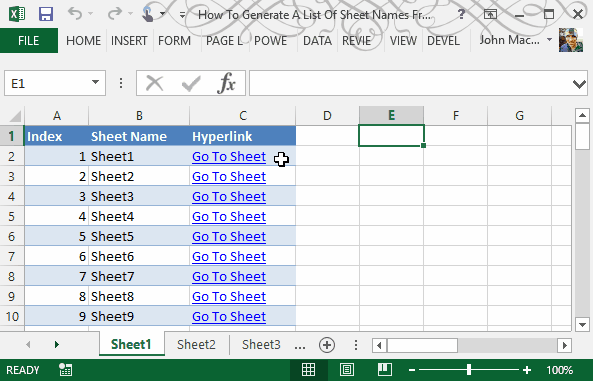 Can You Get A List Of Tab Names In Excel