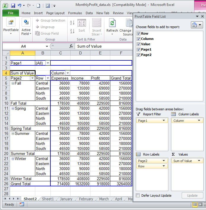 How to group data in an Excel PivotTable for further generalization and analysis