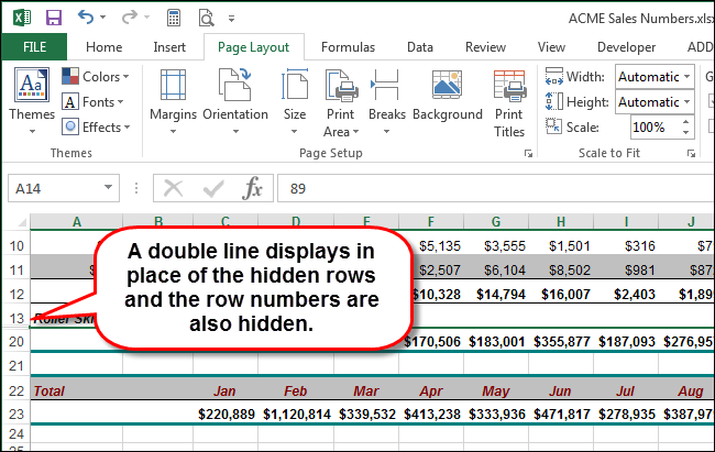 How to hide cells, rows and columns in Excel