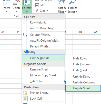 Excel ۾ شيٽ کي ڪيئن لڪايو، Excel ۾ شيٽ ڪيئن ڏيکاريو (پوشيدہ شيٽ)