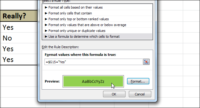 How to highlight a row in Excel using conditional formatting