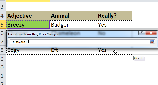 How to highlight a row in Excel using conditional formatting