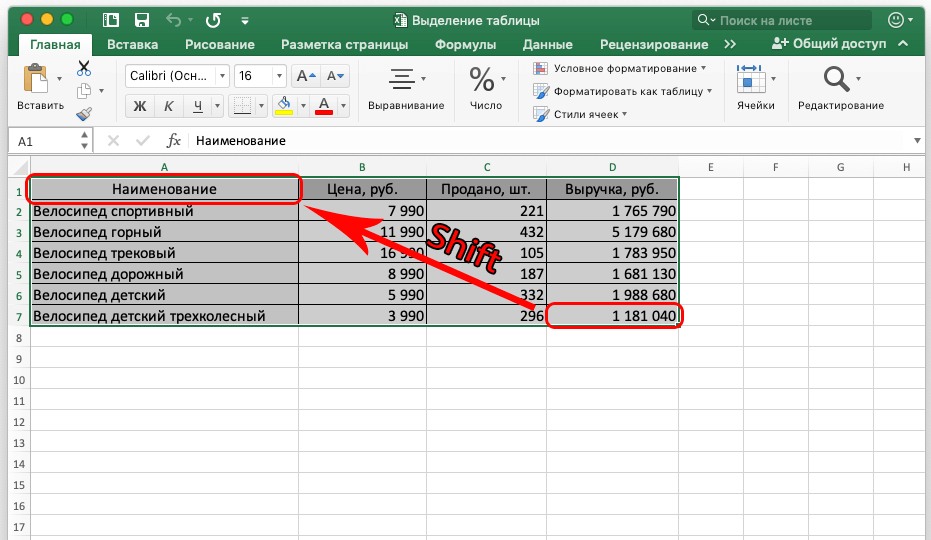 How to highlight a table in excel. Three ways to select a table in Excel