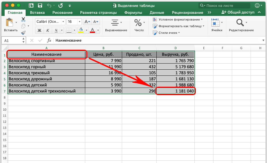 How to highlight a table in excel. Three ways to select a table in Excel