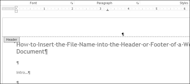 How to insert a file name in the footer of a Word document