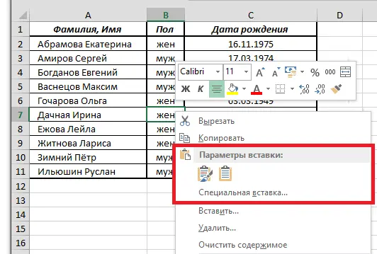 How to insert a table into an Excel cell