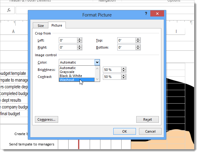 How to insert background picture when printing in Excel 2013