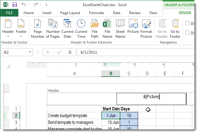 How to insert background picture when printing in Excel 2013