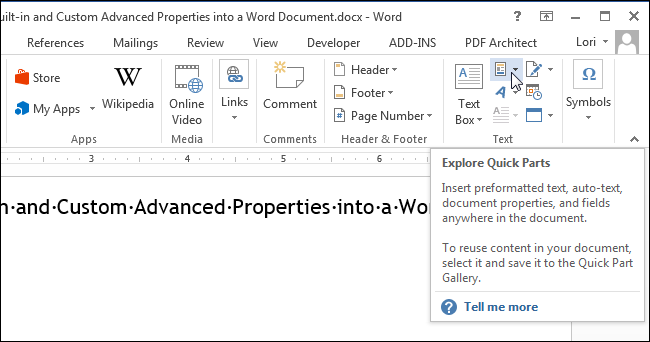 How to insert built-in and custom additional properties in a Word document