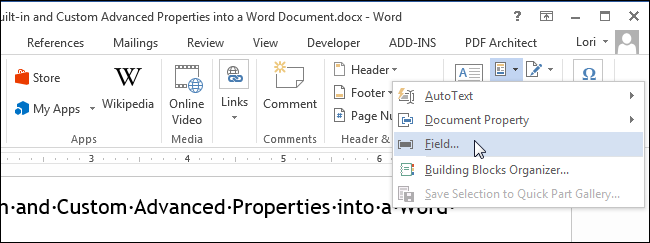 How to insert built-in and custom additional properties in a Word document