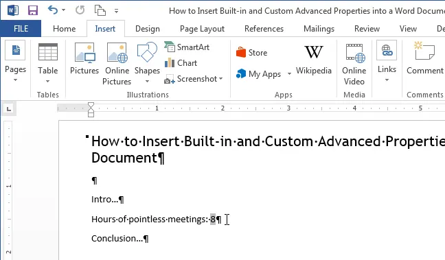 How to insert built-in and custom additional properties in a Word document