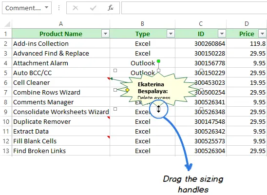 How to insert notes in Excel, add pictures to notes, show and hide notes