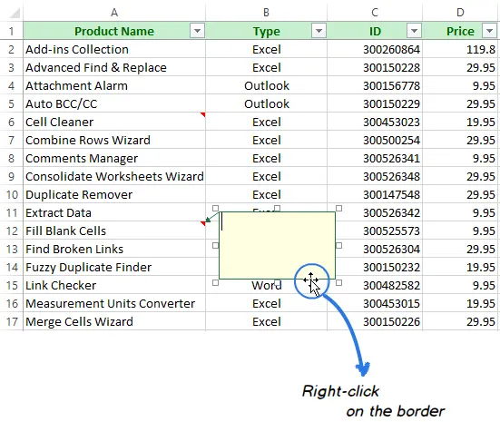 How to insert notes in Excel, add pictures to notes, show and hide notes