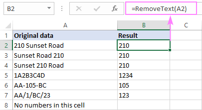 How to leave only numbers in an Excel cell and delete all text