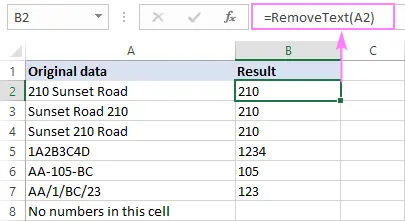 How to leave only numbers in an Excel cell and delete all text