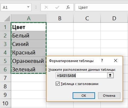 How to make a dropdown list in Excel