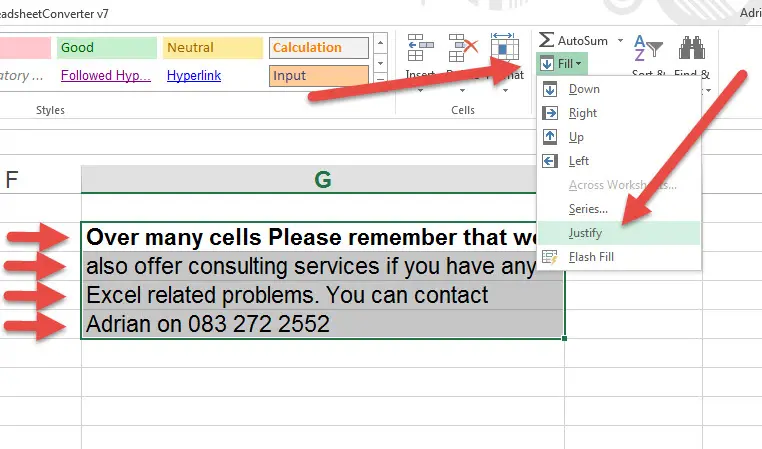 How to make a paragraph in an excel cell