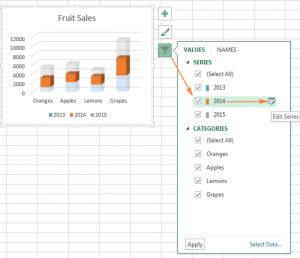 How to make charts in Excel from data on two or more sheets