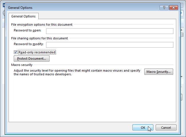 How to make Word prompt users to open a document in read-only mode