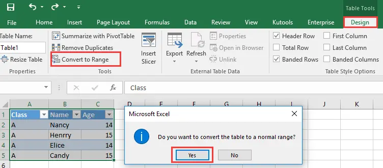 How to merge cells in an excel table