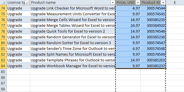 How to move a table down in Excel