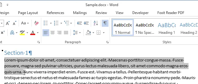 How to move or copy text in Word 2013 without using the clipboard