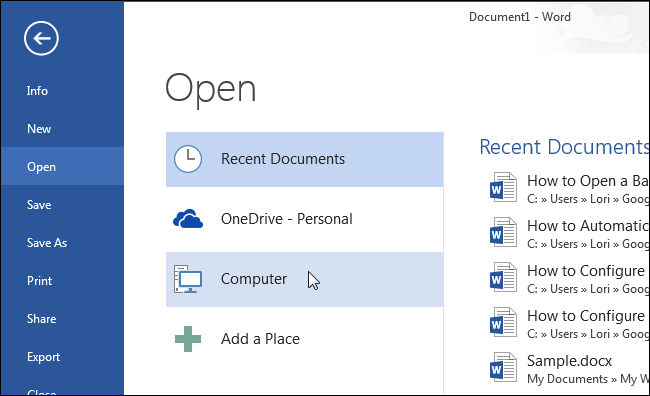 How to open a backup file in Word