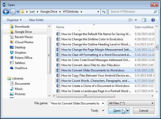 How to open multiple Word documents at the same time